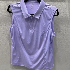 Lavender Sleeveless Golf Zip Polo Top